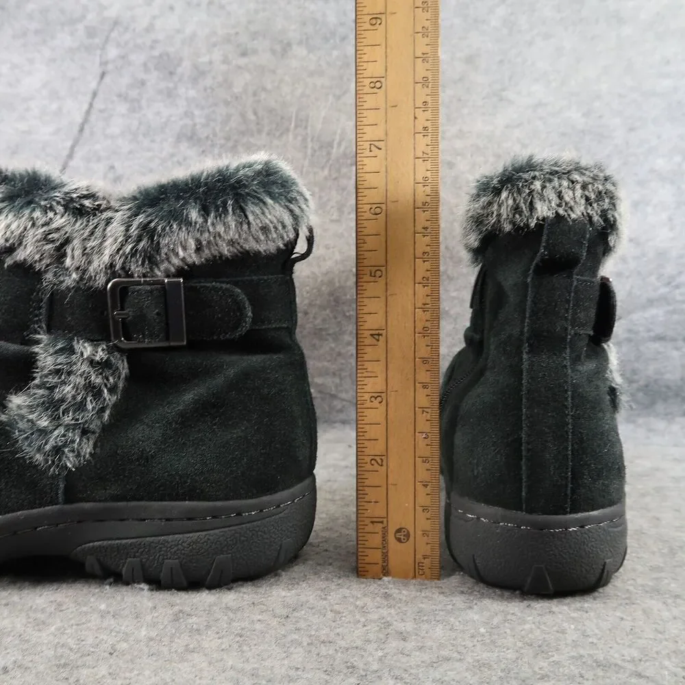 Khombu Shoes Womens 8 Bootie Winter Leather Faux Fur All Weather Lindsey Buckle